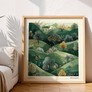 Premium matte large nature wall art with soft green and beige tones