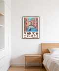 Lower section art print with bold Venice Veneto lettering and coordinate-style numbers