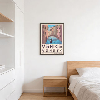 Lower section art print with bold Venice Veneto lettering and coordinate-style numbers