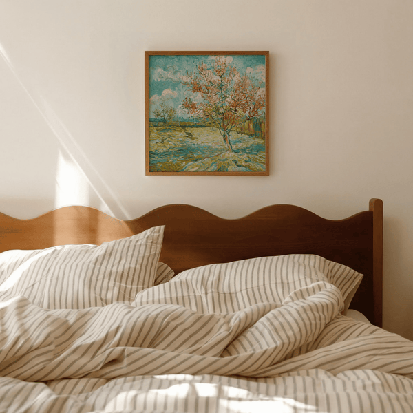 Impressionist Wall Art Pink blossoms Blue sky bedroom wall art