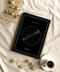 Custom Star Map poster, black and white, ideal for home office wall art