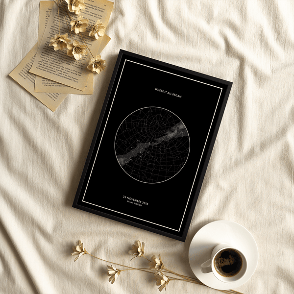 Custom Star Map poster, black and white, ideal for home office wall art