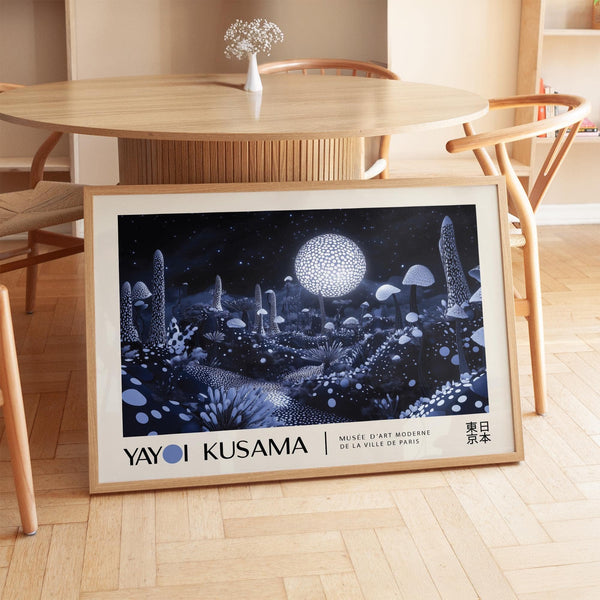 Dreamy nightscape artwork featuring mushrooms and stars.