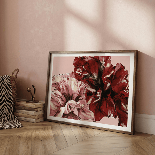 Angled image showing subtle 5 percent border around floral artwork