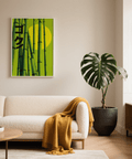 Living room wall art Green Bamboo Print in green tones as a print