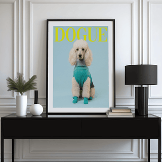 Pet Wall Decor art in stylish blue and yellow, contemporary kitchen wall art