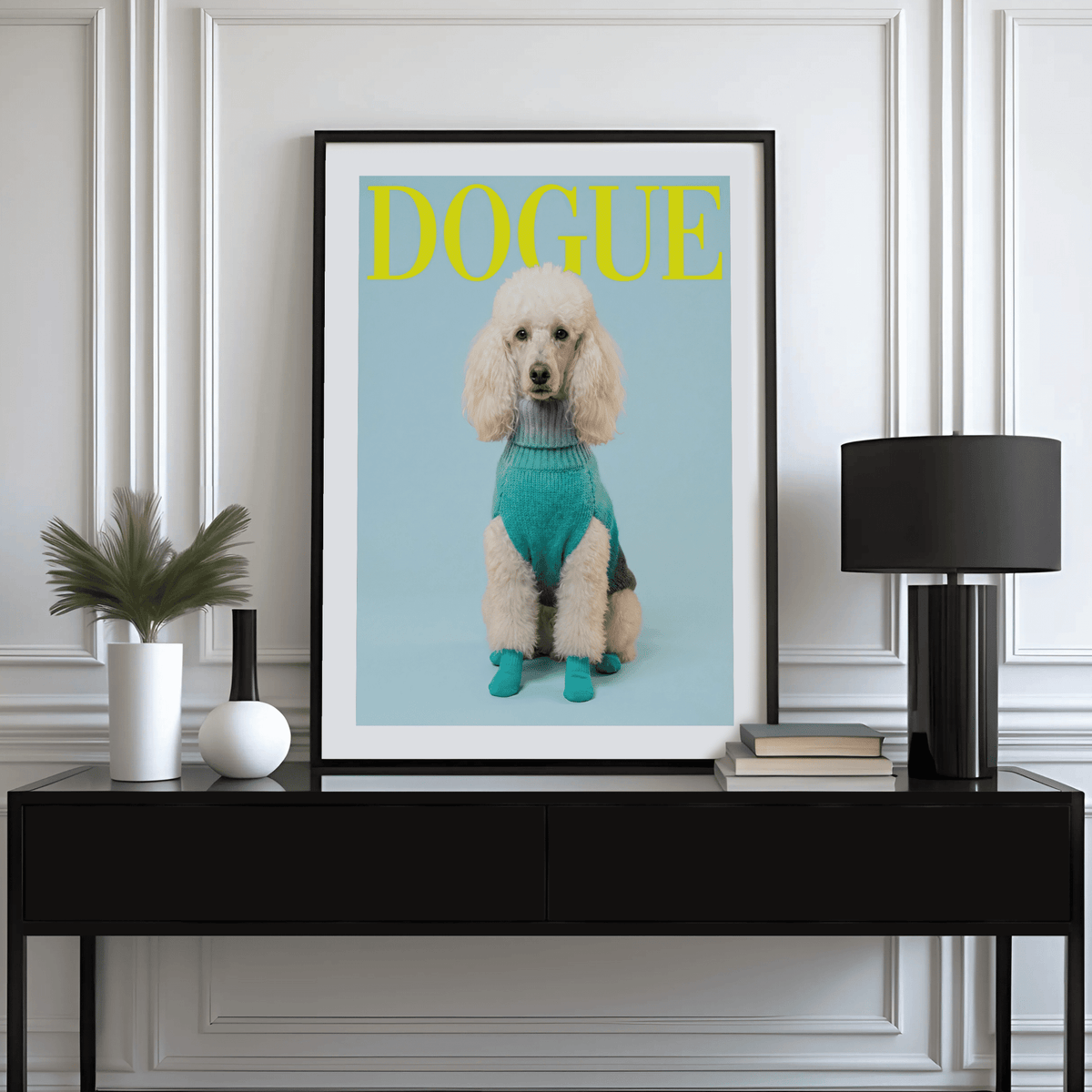 Pet Wall Decor art in stylish blue and yellow, contemporary kitchen wall art