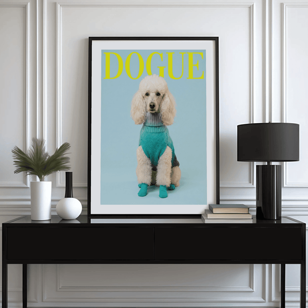 Pet Wall Decor art in stylish blue and yellow, contemporary kitchen wall art