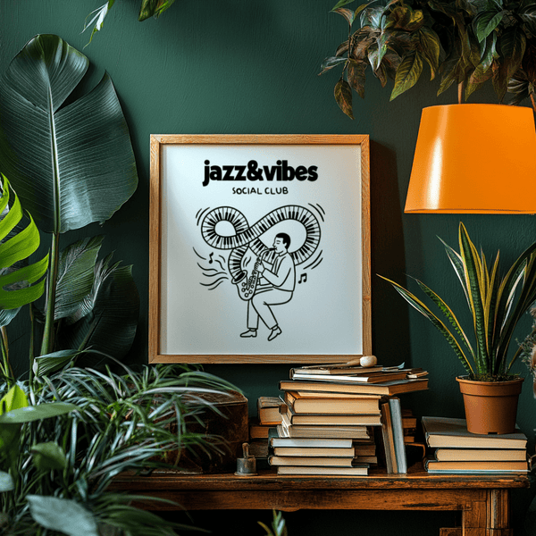 Jazz Social Club Art Print in Black and White for entryway accent