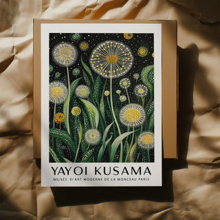 Bold modern floral wall art print with organic shapes and circular blossoms.