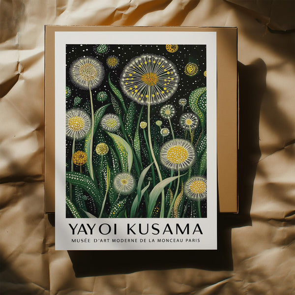 Bold modern floral wall art print with organic shapes and circular blossoms.