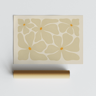 Modern Floral Poster with simple flower shapes spaced across the composition