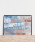 Minimal geometric Contemporary Abstract Print in Blue Pink Beige for entryway