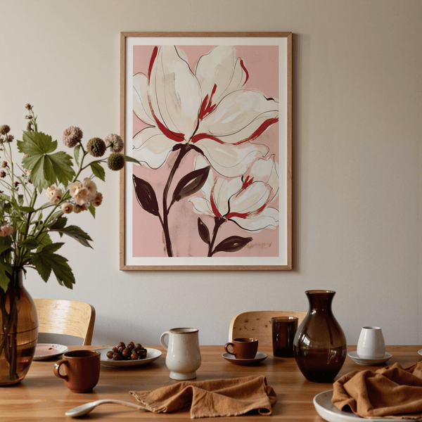 Side angle photograph showing negative space around white petals