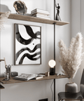 black and white paintings abstract in Black, White tones, perfect for minimalist lounge