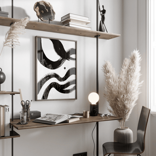 black and white paintings abstract in Black, White tones, perfect for minimalist lounge