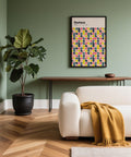 Abstract Colorful Wall Poster featuring repeating patterns and bold shapes