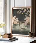 Cherry Blossom Art Print in Yellow and Black for modern entryway wall art