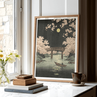 Cherry Blossom Art Print in Yellow and Black for modern entryway wall art