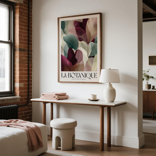 Large burgundy wall art print for living room wall decor