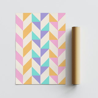 Modern Geometric Pattern Print in Pink and Purple for bedroom decor