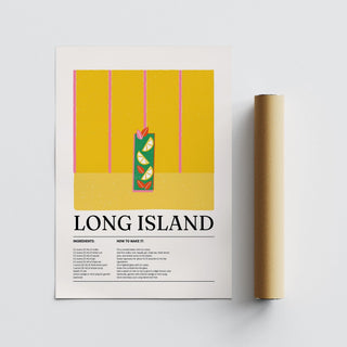 Illustrated cocktail poster used as bold drink print for modern kitchen walls.