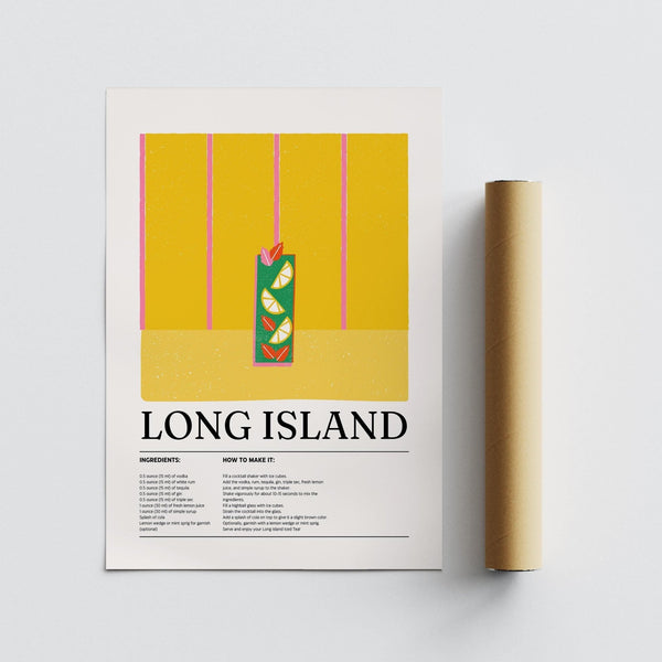 Illustrated cocktail poster used as bold drink print for modern kitchen walls.