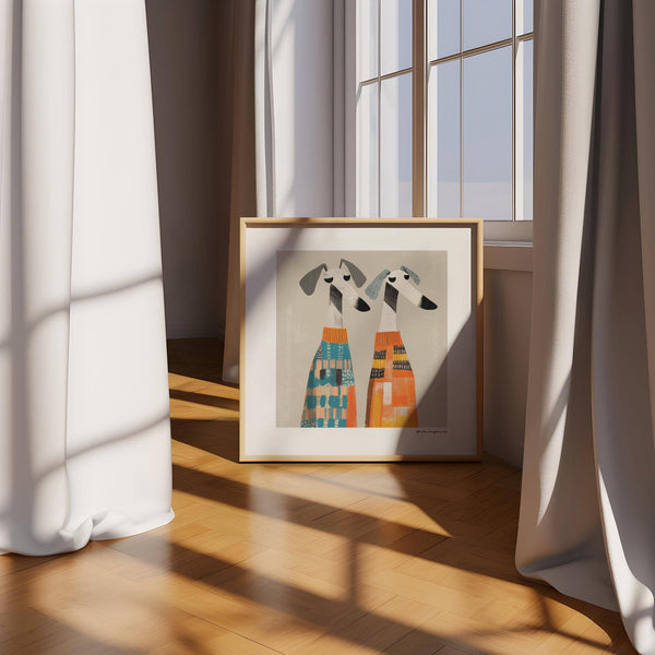 Colourful abstract wall art dog ideal for modern office decoration