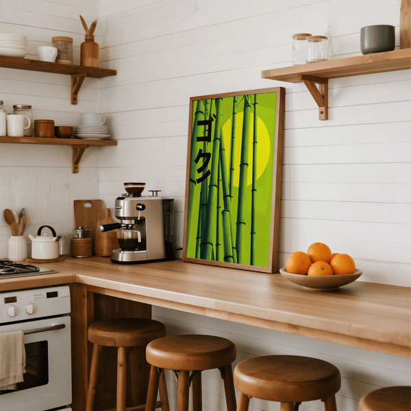 Entryway statement print Green Bamboo Print in green, wall art option