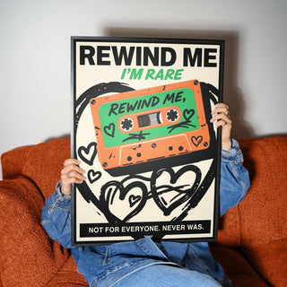 Retro cassette wall art with hearts and flirty mixtape vibe.