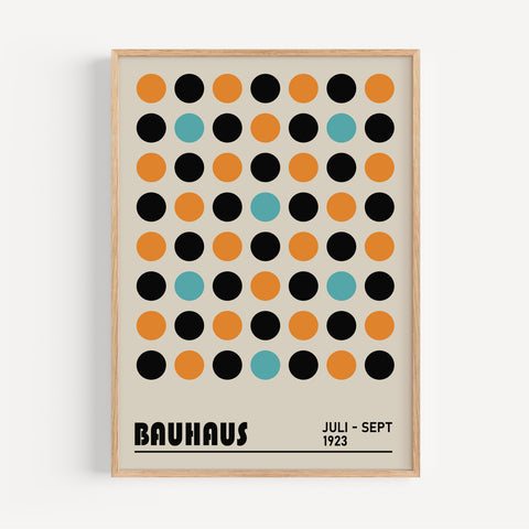 Vintage geometric wall art poster with retro dot design
