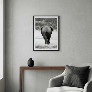Nature Animal Wall Art featuring an elephant walking away, photo poster