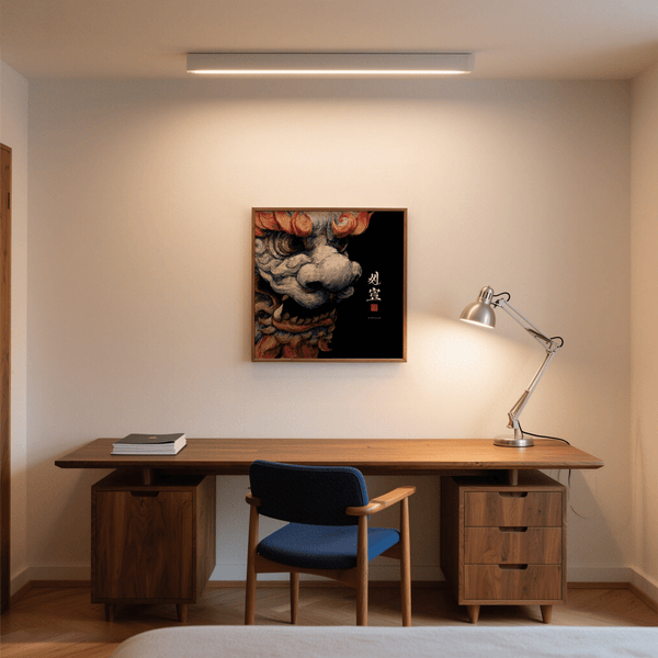 Shisa Print black and white art print, cultural accent for study