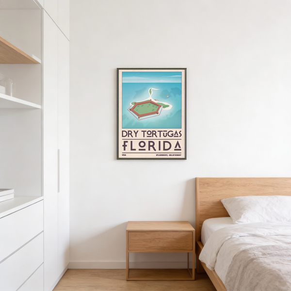 dry tortugas national park print in simplified shapes and muted palette