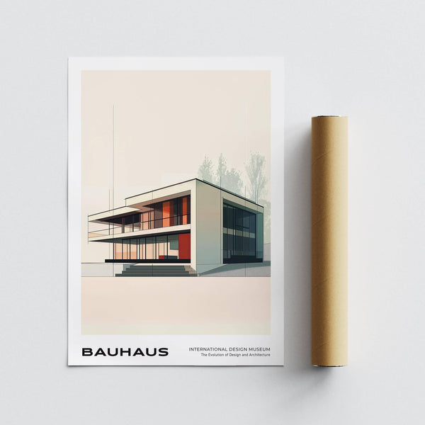 Stylish geometry in Bauhaus architecture poster for hallway wall décor