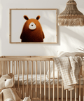 Cute Bear Print art print in Brown for nursery room wall art
