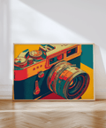 Bold Vintage Camera Wall Art featuring Yellow and Red for studio poster