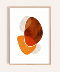 Layered organic shapes abstract wall art print with textured ovals