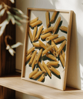Pasta Penne Art with Beige and Yellow hues for restaurant wall art