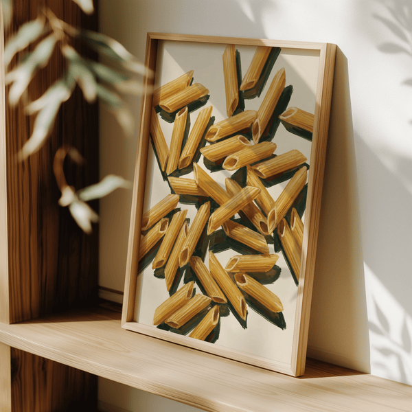 Pasta Penne Art with Beige and Yellow hues for restaurant wall art