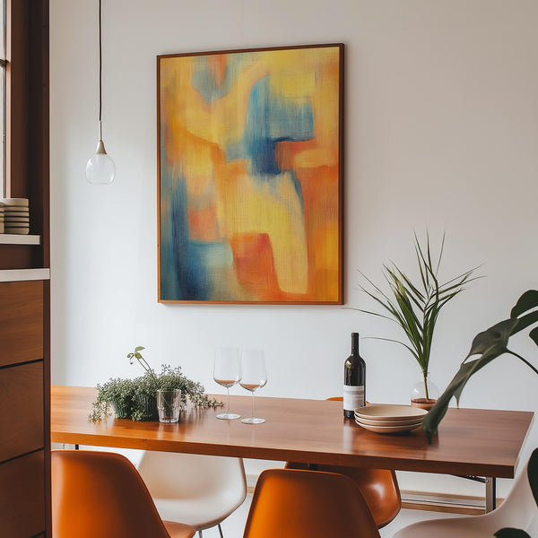 Wabi sabi color palette in Modern Art Posters—featuring yellow, orange, and cool blue.