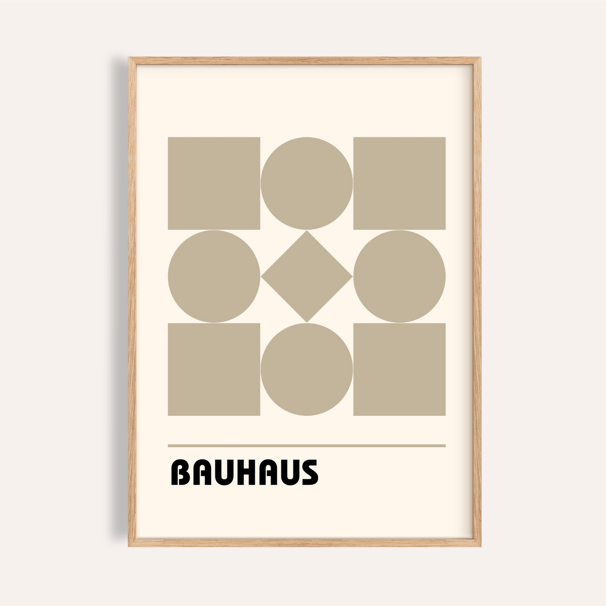 Geometric Shape Art print in white and beige for a living room wall art