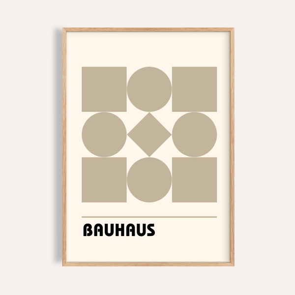 Geometric Shape Art print in white and beige for a living room wall art