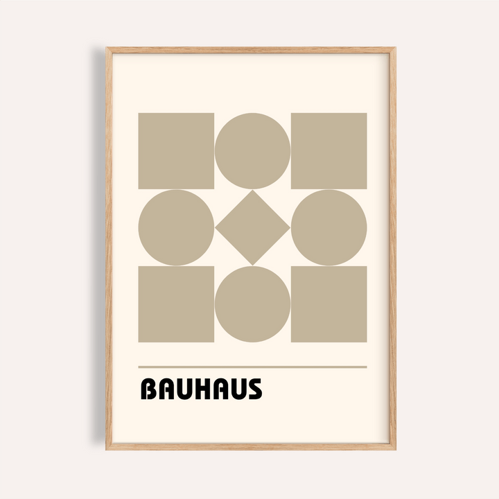 Geometric Shape Art print in white and beige for a living room wall art