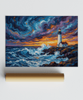 Ocean Landscape Print of seascape with Multicolored accents for guest room poster
