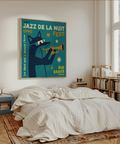 Jazz Festival Art Print with Blue Green Yellow color scheme for wall art