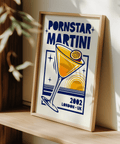Pornstar Martini Poster decor for dining room, Orange and Blue art print