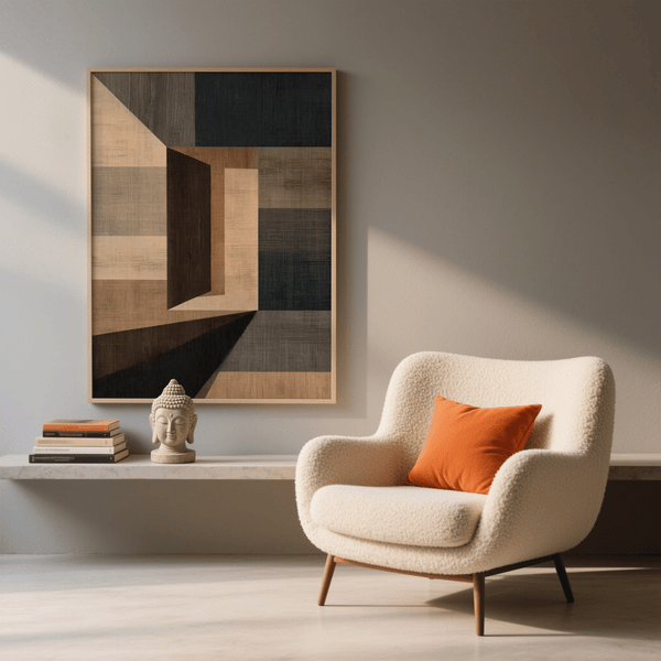 Abstract Geometric Wall Art for dining room with Brown, Gray hues poster