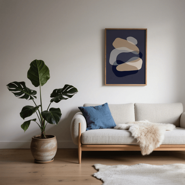 abstract art shapes with Beige overlays for living space decor print