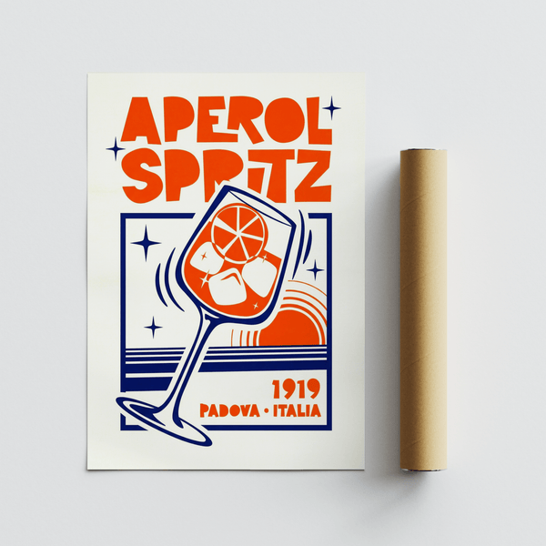 Dining space wall art featuring Italian Cocktail Art Print, Blue and Orange